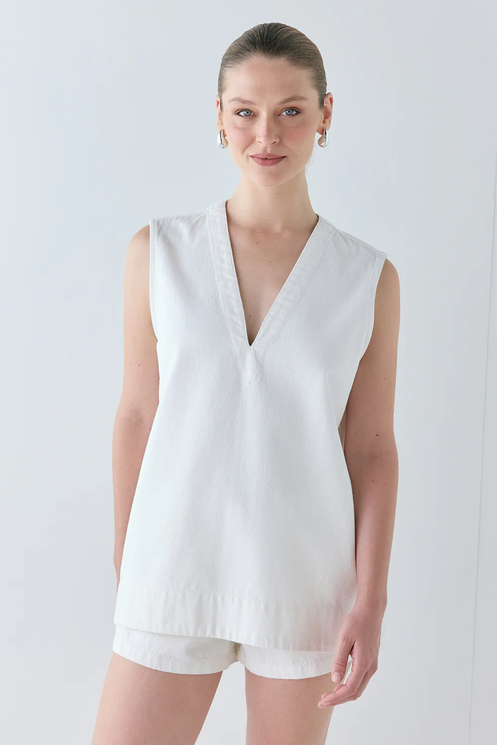 Muni Denim Tunic Top White - Image 2