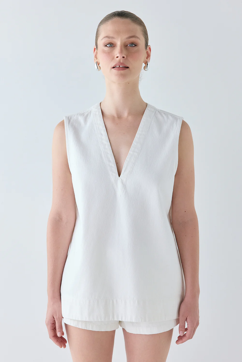 Muni Denim Tunic Top White - Image 3