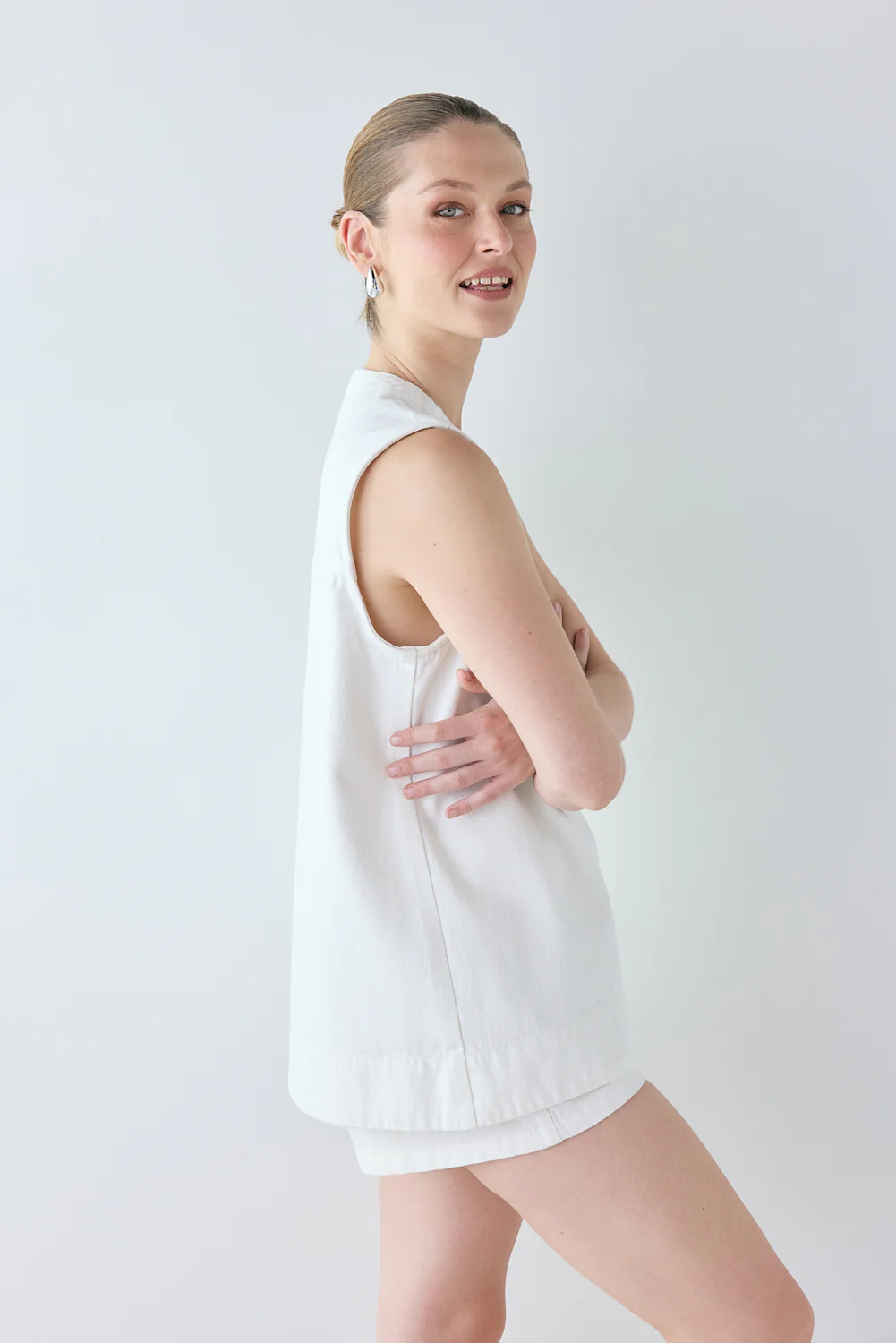Muni Denim Tunic Top White - Image 5