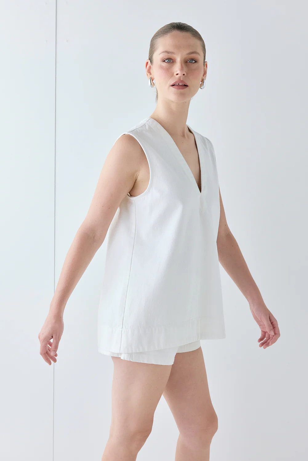 Muni Denim Tunic Top White - Image 6
